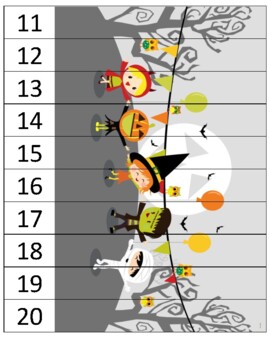 Preview of Halloween-themed sequence puzzle, numbers 11-20