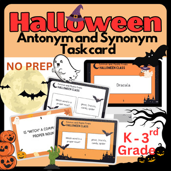 Preview of 70 Halloween with Antonym and Synonym task card