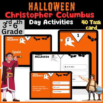 Preview of Halloween with Christopher Columbus Day 40 Task Cards Activities