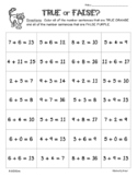 Halloween True or False Color Sorting Activity - Addition 