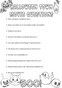 Preview of Halloweentown Movie Questions