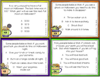 Halloween Trivia Task Cards by Staying Cool in the Library | TpT