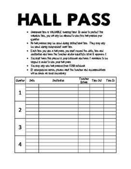 Hall Pass Form