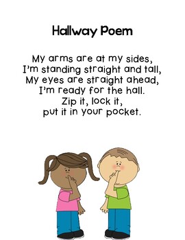 Hallway Expectations Poem Poster by Fun In K and 1 | TPT