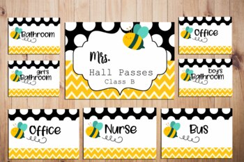 Preview of Hallway Passes (BEE THEME)