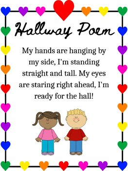 Hallway Poem by teachingkindkinders | Teachers Pay Teachers