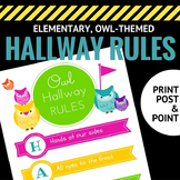 Hallway Rules Poster - Owl Themed