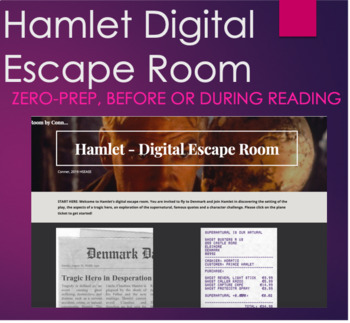 Preview of Hamlet Digital Escape Room - Before or During Reading Now with PRINTABLE VERSION