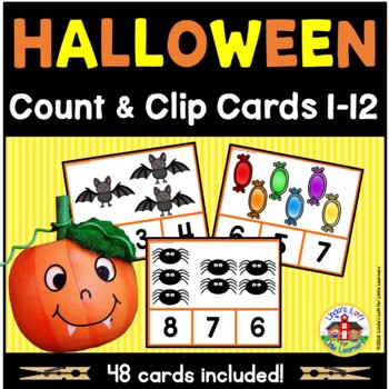 Preview of Halloween Count and Clip Cards 1-12