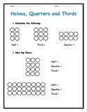 Halves Quarters and Thirds Worksheets