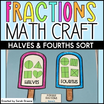 Preview of Halves and Fourths/Quarters Fraction Math Craft