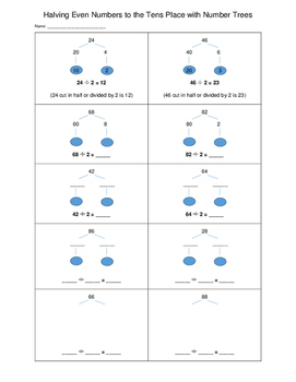 Preview of Halving Even Numbers to the Tens Place - Mental Math Prep