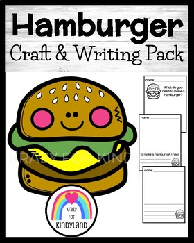 Preview of Hamburger Craft Writing Activity - Summer, Camping Literacy Center