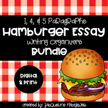 Preview of Hamburger Essay Writing Organizers BUNDLE: DIGITAL & PRINT 1, 4, & 5 Paragraphs