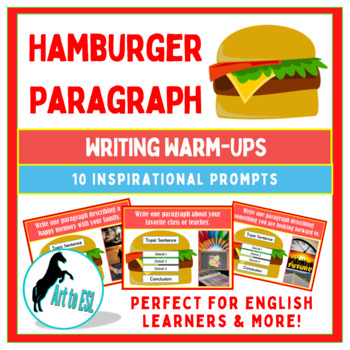 Preview of Hamburger Paragraph Writing Prompts -- Warm Ups EDITABLE -- Google & PowerPoint