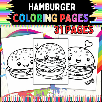 Preview of Hamburger coloring pages for Homeschool, Classroom, and Preschool to Grades 1-5