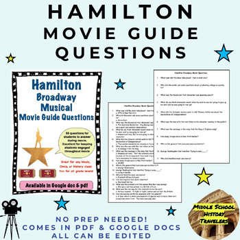 Preview of Hamilton Broadway Musical Movie Guide Questions