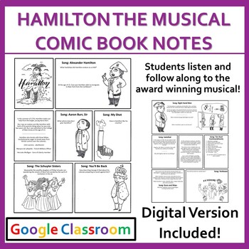 Preview of Hamilton The Musical: Comic Book Notes (Distance Learning Included)