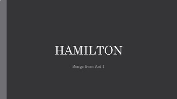 Preview of Hamilton: early Act 1 song analysis