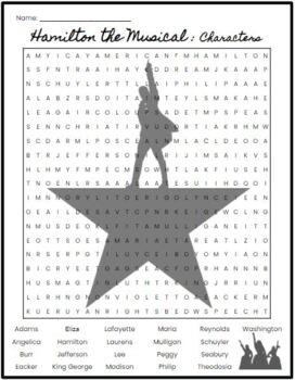 Preview of Hamilton the Musical: Characters- Word Search