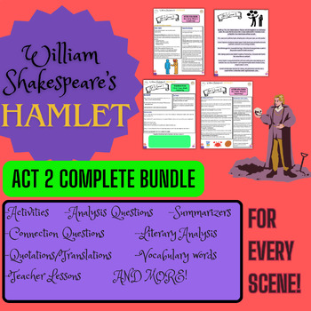 Preview of Hamlet Act 2 FULL BUNDLE Scene by Scene Lessons AND Work Packages