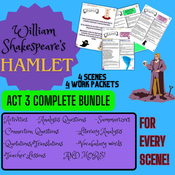 Preview of Hamlet Act 3 FULL BUNDLE Scene by Scene Lessons AND Work Packages