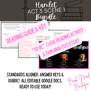 Preview of Hamlet Act 3 Scene 1 Bundle - Reading Guide & Key, "To Be" Analysis & Film Essay