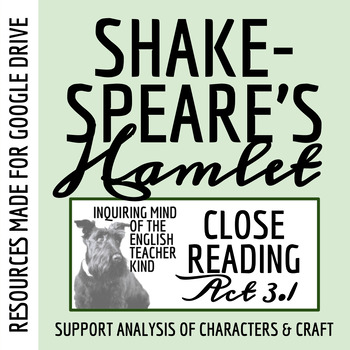 Preview of Hamlet Act 3 Scene 1 Close Reading Analysis Worksheet for High School (Google)