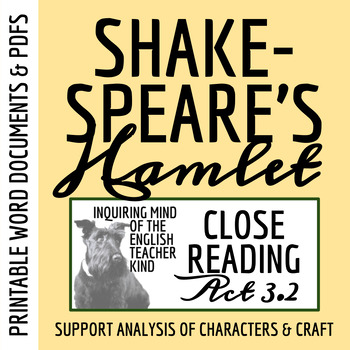 Preview of Hamlet Act 3 Scene 2 Close Reading Worksheet (Printable)