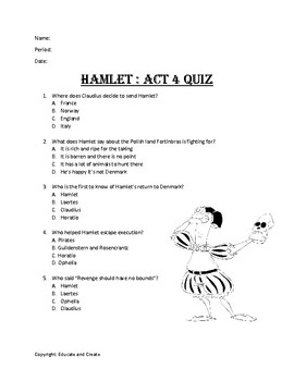 Preview of Hamlet Act 4 Quiz