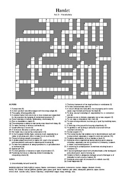 Hamlet Act 5 Vocabulary Crossword by M Walsh TPT