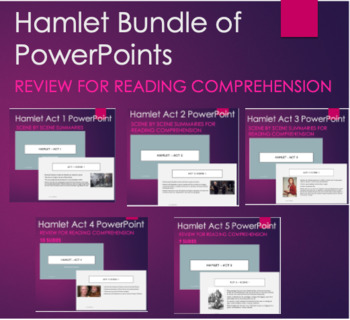 Preview of Hamlet Bundle of PowerPoints for Reading Comprehension, Act 1, 2, 3, 4 and 5