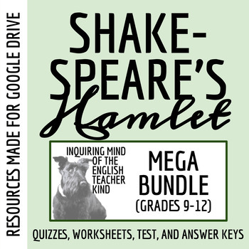 Preview of Hamlet Quiz, Close Reading Worksheet, Test, and Answer Key Bundle (Google Drive)