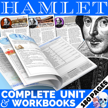Preview of Hamlet Complete Unit | Colorful Workbooks | Editable Worksheets for Every Scene!