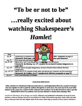Preview of Hamlet Complete Film Analysis Unit (With Quizzes and Extension Activities)