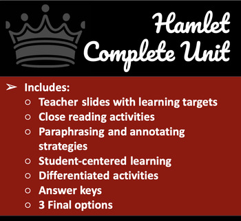 Preview of Hamlet Complete Unit BUNDLE: Student-centered learning and varied activities