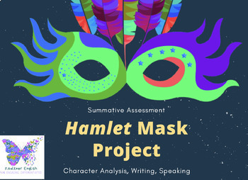 Preview of Hamlet Mask Project Summative Assessment Character Analysis, Speaking, Writing