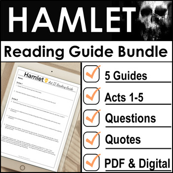 Preview of Hamlet Reading Guide Questions for Act 1, Act 2, Act 3, Act 4, and Act 5