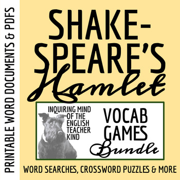 Preview of Hamlet Vocabulary Games for High School Bundle (Crosswords, Word Searches)