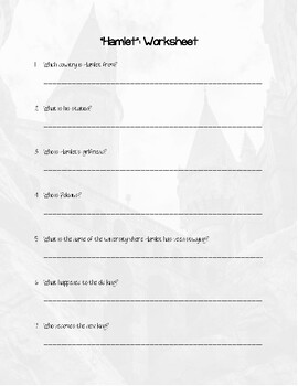 Hamlet: Worksheet by Miss Monty's English Class | TpT