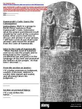 Preview of Hammurabi's Code Activity