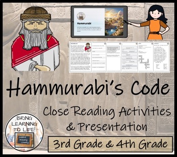 Preview of Code of Hammurabi Close Reading Comprehension Activity | 3rd Grade & 4th Grade