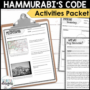 Preview of Hammurabi's Code and Mesopotamia Activities | Middle School Social Studies