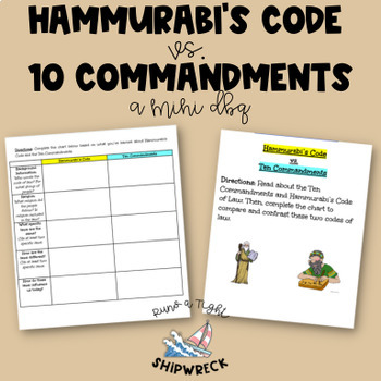Preview of Hammurabi's Code vs. Ten Commandments Mini DBQ READY TO POST OR PRINT Worksheet