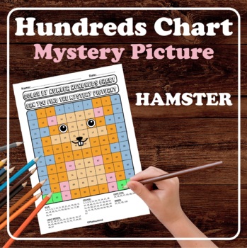 Preview of Hamster Animal Pet Hundreds Chart Mystery Picture Color by Number Place Value