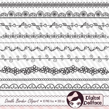 Hand Drawn Borders / Doodle Borders by Digital Dollface | TpT