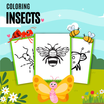 Preview of Hand-Drawn Bug & Insect Coloring Pages Nature set. Cultural Activities school