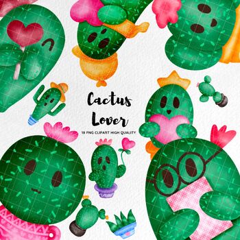 Preview of Cactus & Succulent Valentine School Clip art ,Desert clip art, cactus cartoon