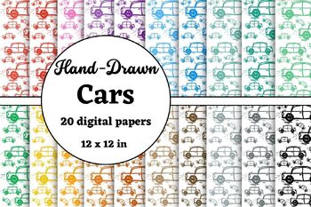 Preview of Hand Drawn Cars Digital Papers