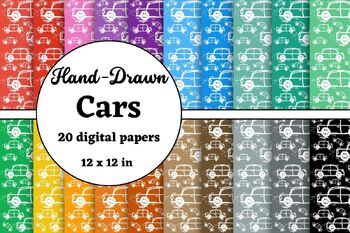 Preview of Hand Drawn Cars Digital Papers